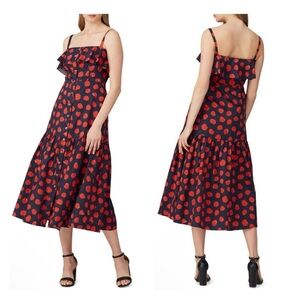 Borgo De Nor Red and Navy Polka Dot Dress